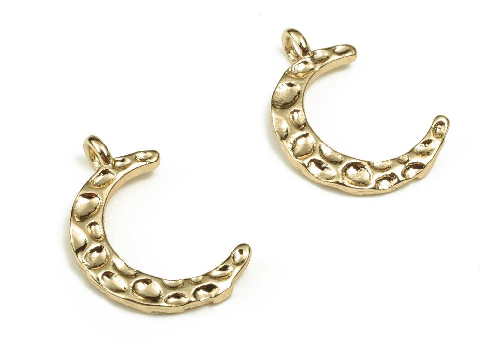 Brass Crescent Earring Charms - Gold Moon Pendant - 18K Real Gold Plated Brass - Jewelry Making Supplies - 14.03x9.18x1.27mm - RGP3928 - DOMEDBAZAAR