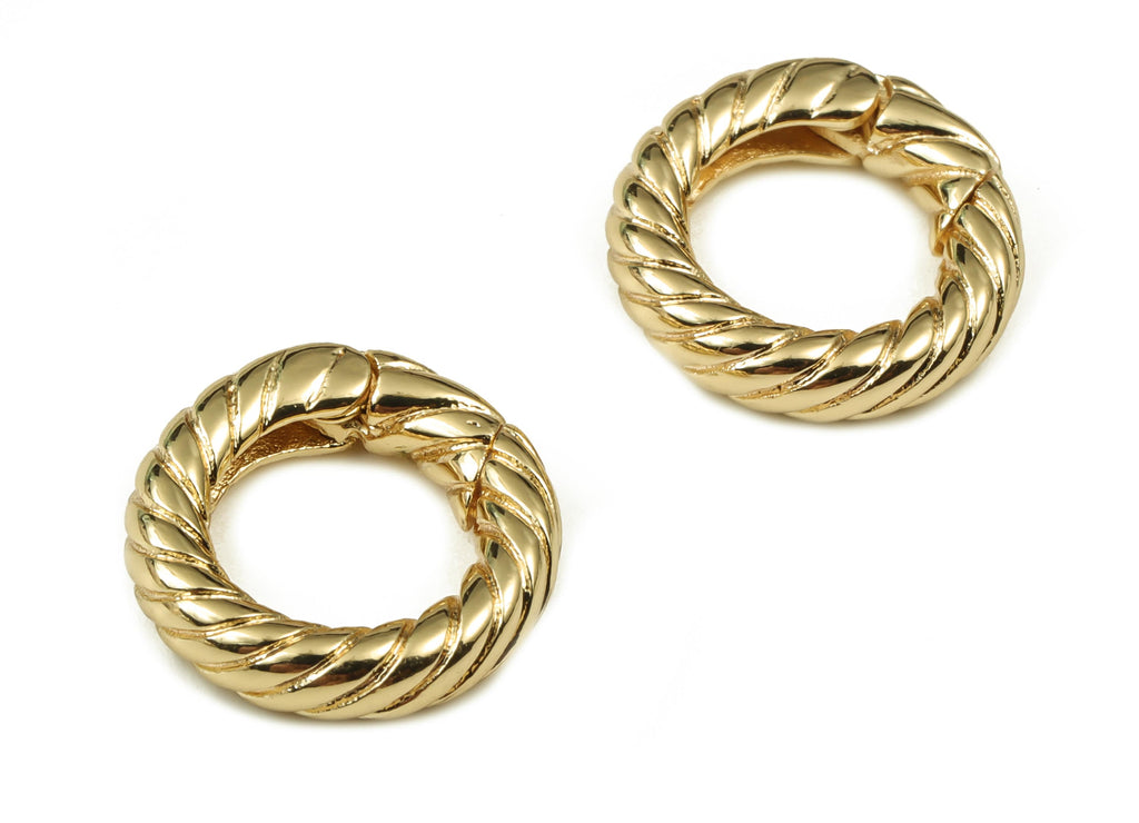 Brass Round Huggie Hoop - Gold Small Hoop Earring – Wave Circle Hoops – 18K Real Gold Plated Brass - 15.43x15.15x3.73mm - RGP3913 - DOMEDBAZAAR