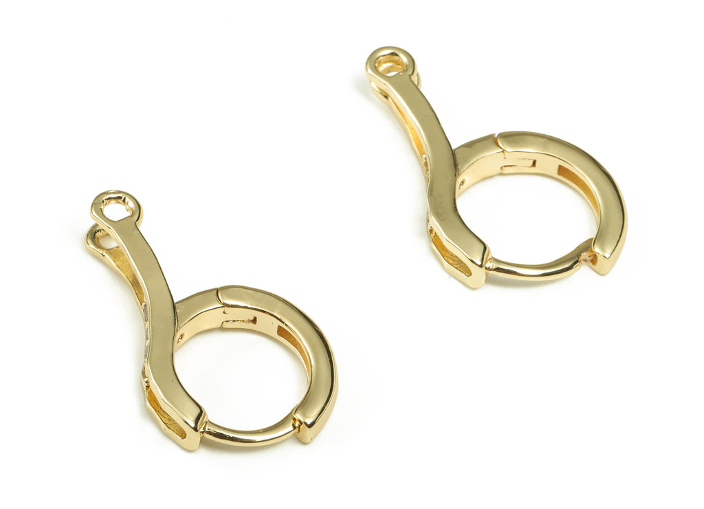 Brass Round Huggie Hoop Earrings - Gold Multicolor Zircon Hoops – Stud Earrings – 18K Real Gold Plated Brass - 21.06x11.79x1.69mm - RGP3402 - DOMEDBAZAAR
