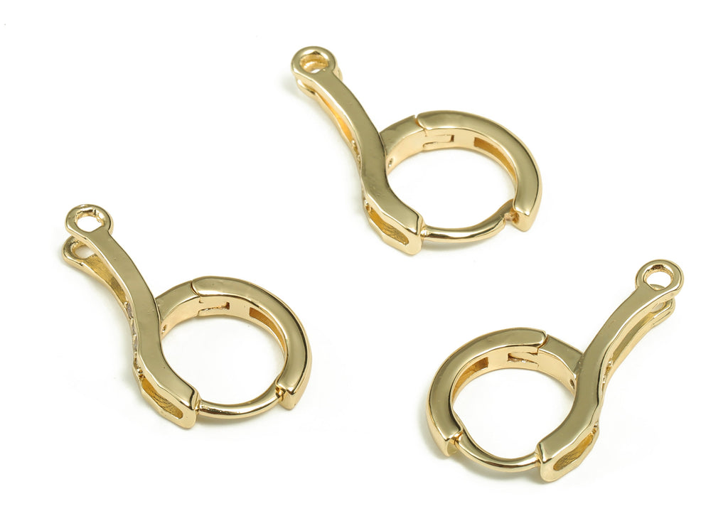 Brass Round Huggie Hoop Earrings - Gold Multicolor Zircon Hoops – Stud Earrings – 18K Real Gold Plated Brass - 21.06x11.79x1.69mm - RGP3402 - DOMEDBAZAAR