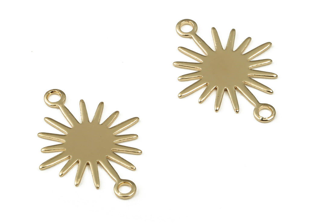 Brass Sun Earring Connector - Gold Sun Pendant - 18K Real Gold Plated Brass - Jewelry Making Supplies - 18.06x13.44x0.62mm - RGP3327 - DOMEDBAZAAR