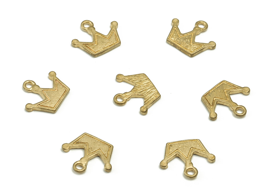 Brass Crown Earring Charms - Raw Brass Crown Pendant - Earring Finding - DIY Jewelry Making Supplies - 8.52x10.25x1.08mm - PP4645 - DOMEDBAZAAR