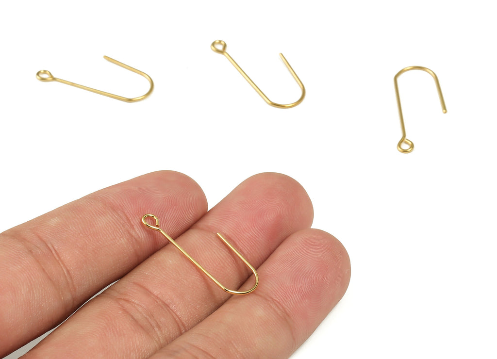Brass Earring Hooks - 18K Real Gold Plated - Brass Gold Earring Wires - Brass Jewelry Making Supplies - 26.12x15.01x9.92mm - RGP3309 - DOMEDBAZAAR
