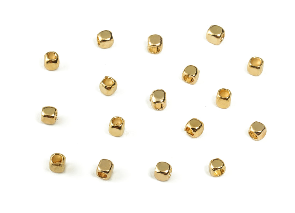Brass Square Spacer Beads – Dice Beads - 18K Real Gold Plated Brass Beads - Jewelry Making Supplies – 1.46×1.46mm - RGP3253 - DOMEDBAZAAR