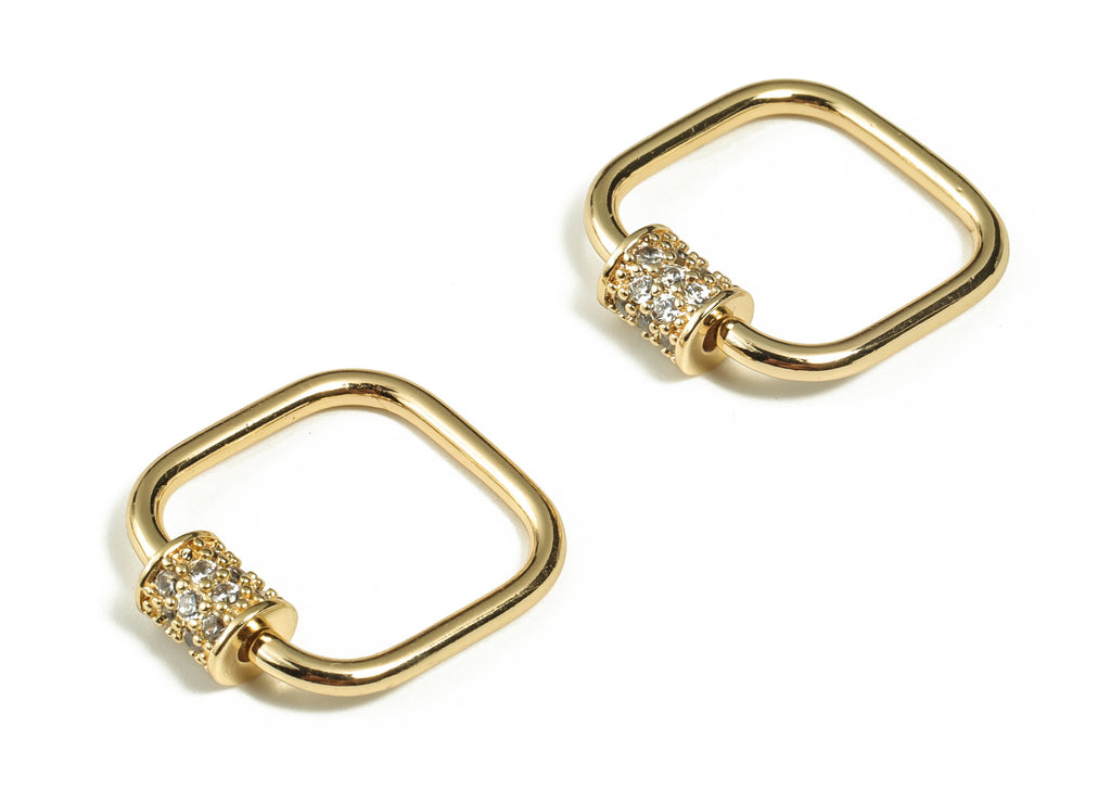 Brass Square Charm Pendant – Zircon Earring Charms - 18k Real Gold Plated Brass Charm – DIY Jewelry Supplies - 21.2x19.54x5.44mm - RGP3083 - DOMEDBAZAAR