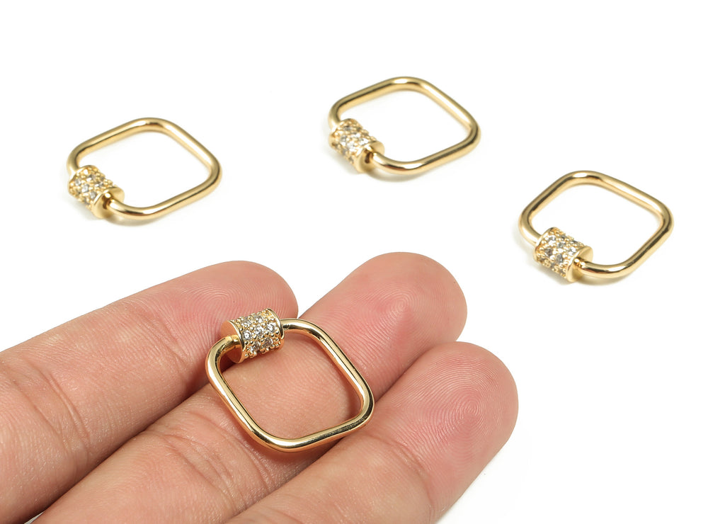 Brass Square Charm Pendant – Zircon Earring Charms - 18k Real Gold Plated Brass Charm – DIY Jewelry Supplies - 21.2x19.54x5.44mm - RGP3083 - DOMEDBAZAAR
