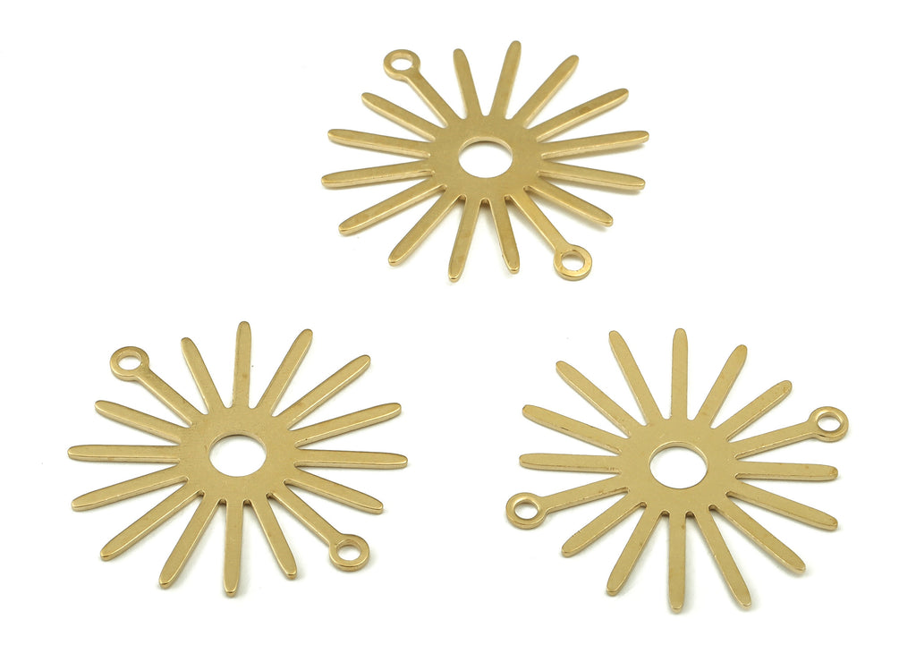 Brass Sun Earring Connector - Raw Brass Sun Pendant - Earring Findings - DIY Jewelry Making Supplies - 27.91x27.81x0.6mm - PP4611 - DOMEDBAZAAR