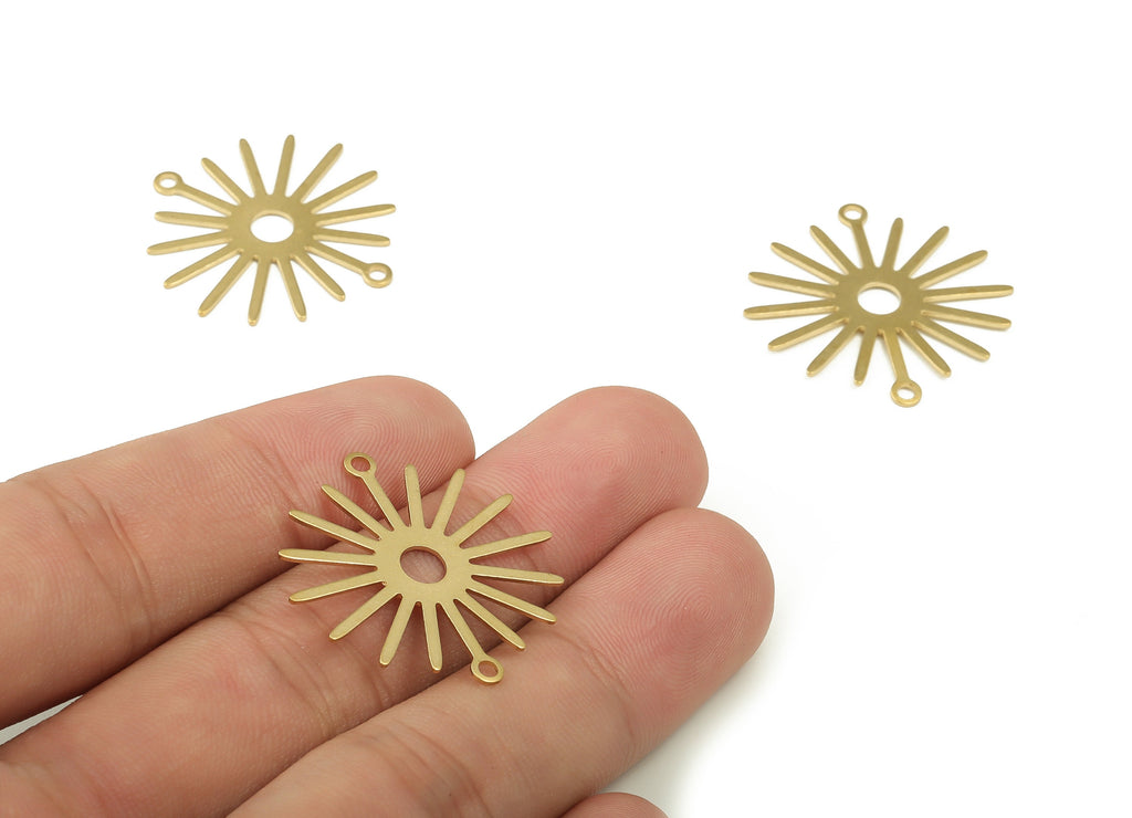 Brass Sun Earring Connector - Raw Brass Sun Pendant - Earring Findings - DIY Jewelry Making Supplies - 27.91x27.81x0.6mm - PP4611 - DOMEDBAZAAR