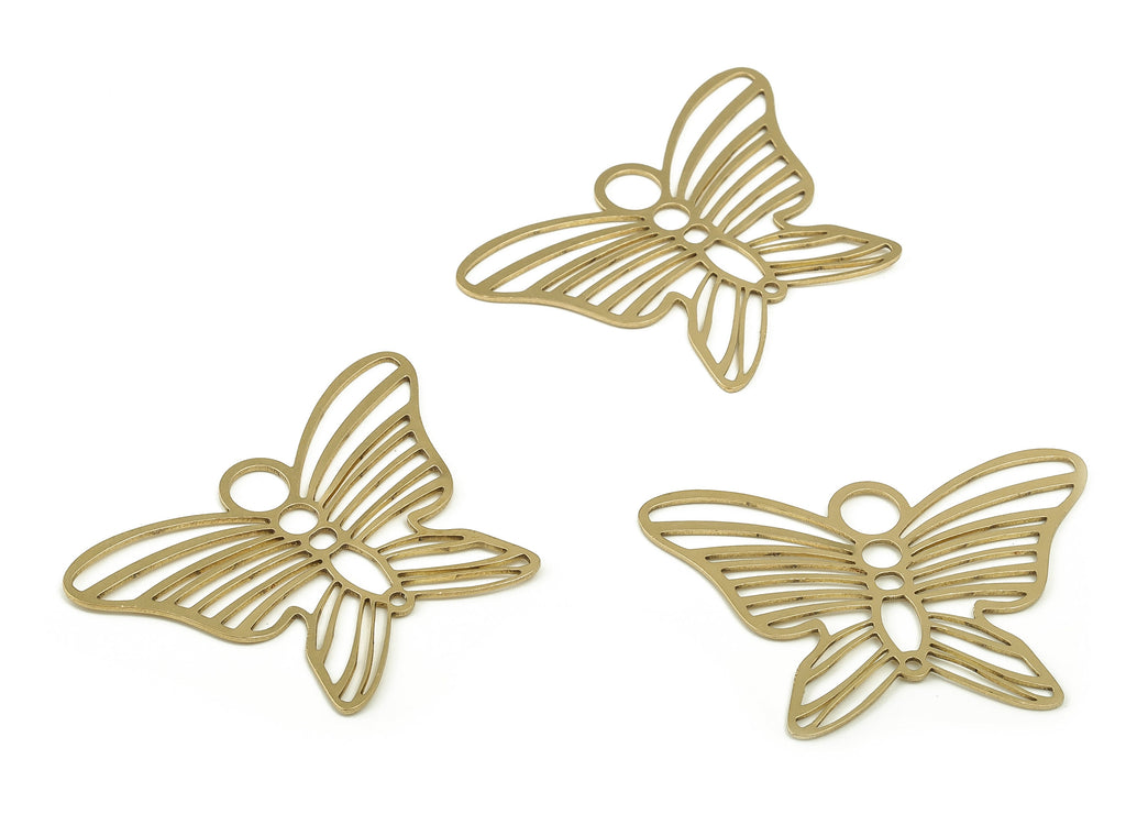 Brass Butterfly Earring Charms - Raw Brass Butterfly Pendant - Earring Findings - DIY Jewelry Making Supplies - 45.34x32.08x0.95mm - PP4689 - DOMEDBAZAAR