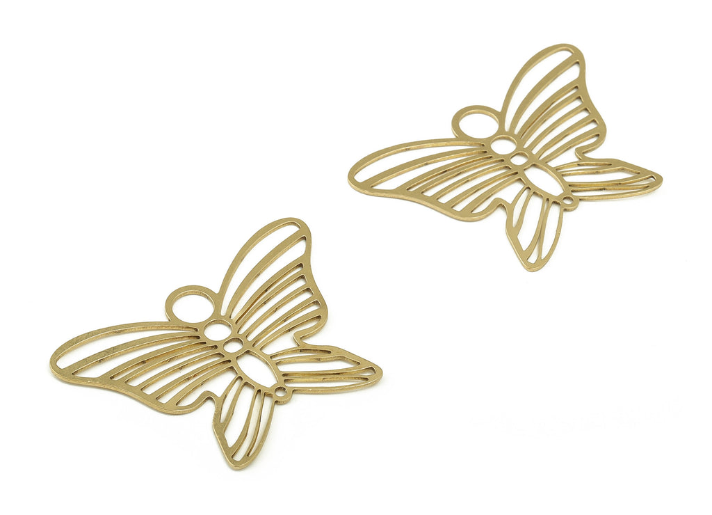 Brass Butterfly Earring Charms - Raw Brass Butterfly Pendant - Earring Findings - DIY Jewelry Making Supplies - 45.34x32.08x0.95mm - PP4689 - DOMEDBAZAAR