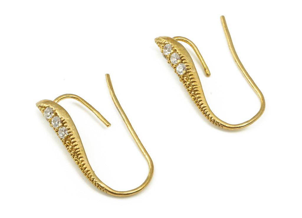 Brass Earring Wires With Zircons - Raw Brass Earring Hooks - Earrings Finding - Jewellery Making Supplies - 18.8x12.8x3.34mm - PP4507 - DOMEDBAZAAR