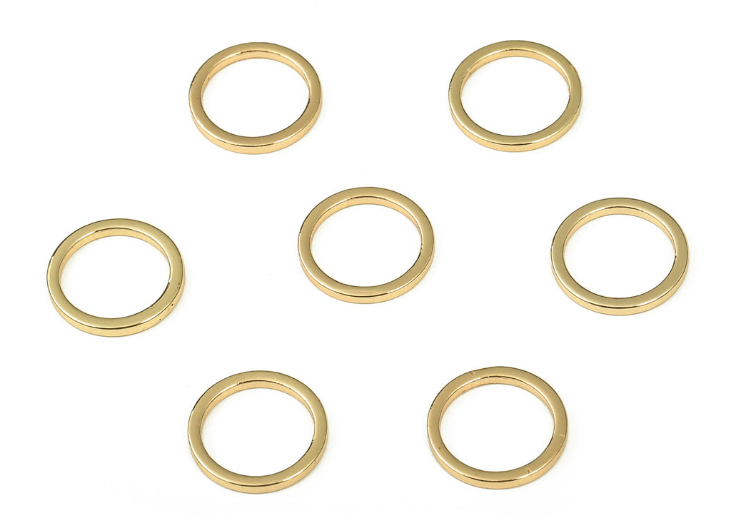 Brass Round Connector - Gold Round Links - Brass Circle Connector - 18K Real Gold Plated Brass - Jewelry Supplies - 10x1x1mm - RGP3310-10 - DOMEDBAZAAR
