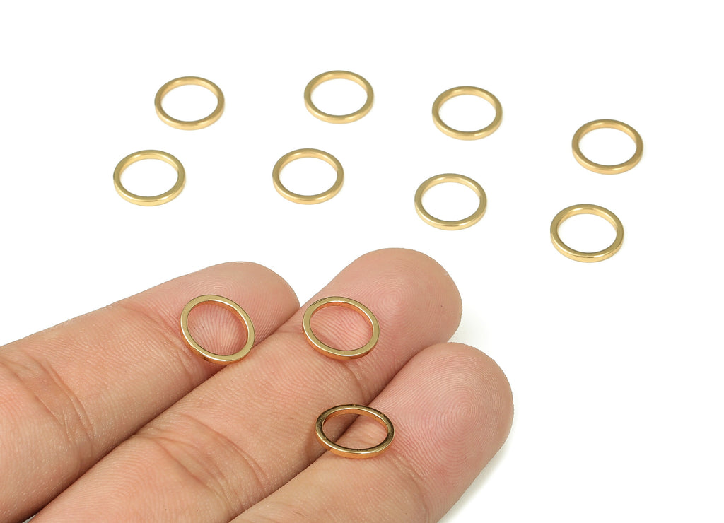 Brass Round Connector - Gold Round Links - Brass Circle Connector - 18K Real Gold Plated Brass - Jewelry Supplies - 10x1x1mm - RGP3310-10 - DOMEDBAZAAR