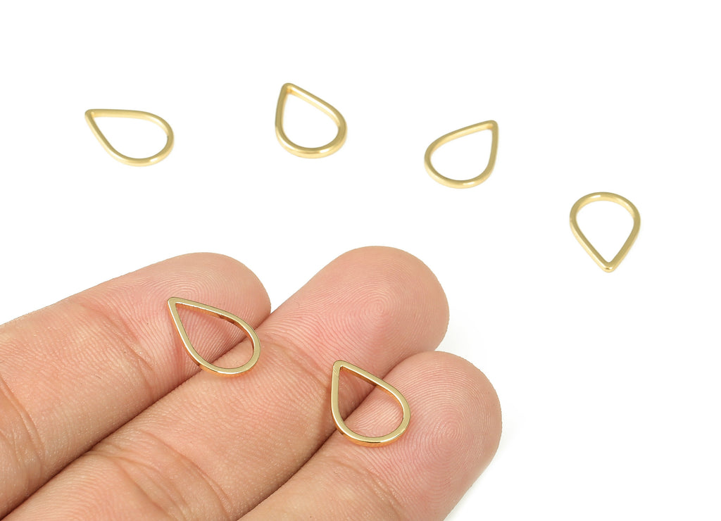 Drop Earring Charms - Brass Drop Connector - Drop Pendant Charms - 18K Real Gold Plated Brass – DIY Jewelry Supplies - 13x9x1mm - RGP3314-13 - DOMEDBAZAAR