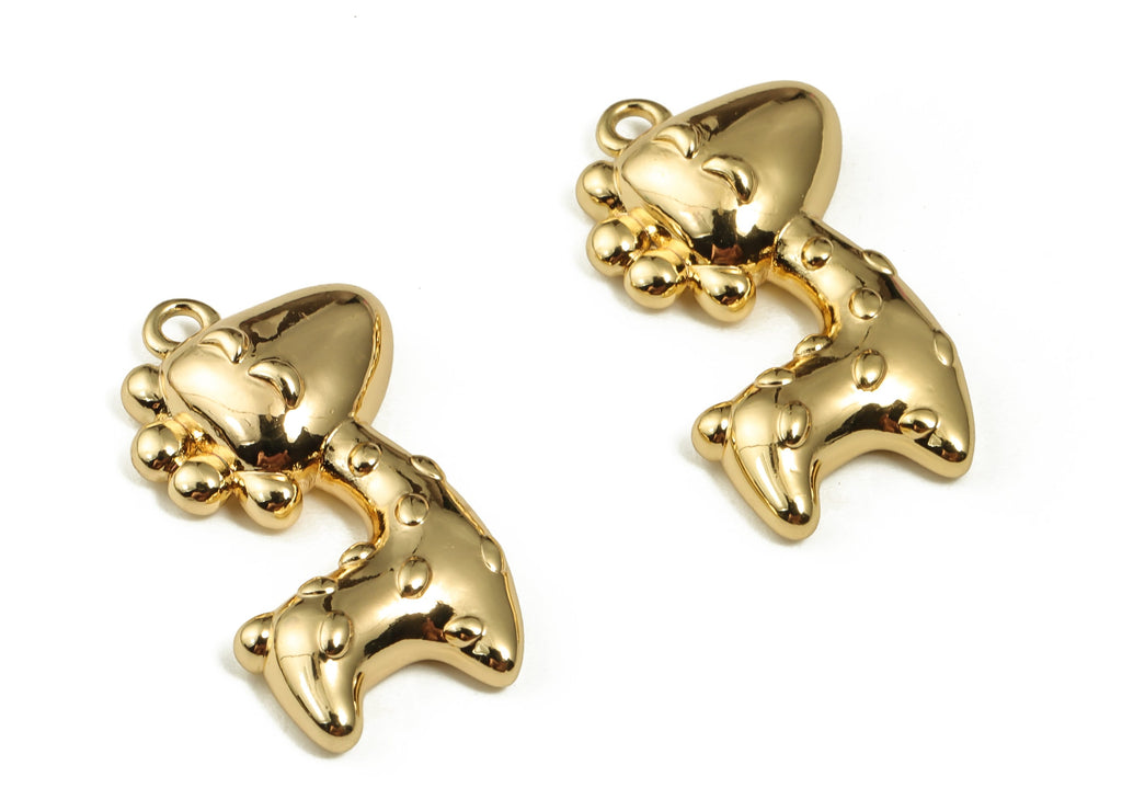 Brass Giraffe Earring Charms - Gold Giraffe Pendant - 18K Real Gold Plated Brass - Jewelry Making Supplies - 23.02x12.19x4.69mm - RGP4010 - DOMEDBAZAAR