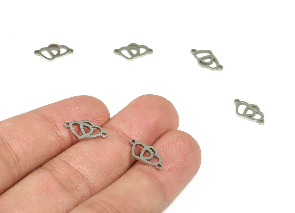 Stainless Steel Double Heart Connector - Heart Necklace Charms –Earring Bracelet Charm - Jewelry Supplies - 13.41x7.92x0.96mm - SS1235 - DOMEDBAZAAR