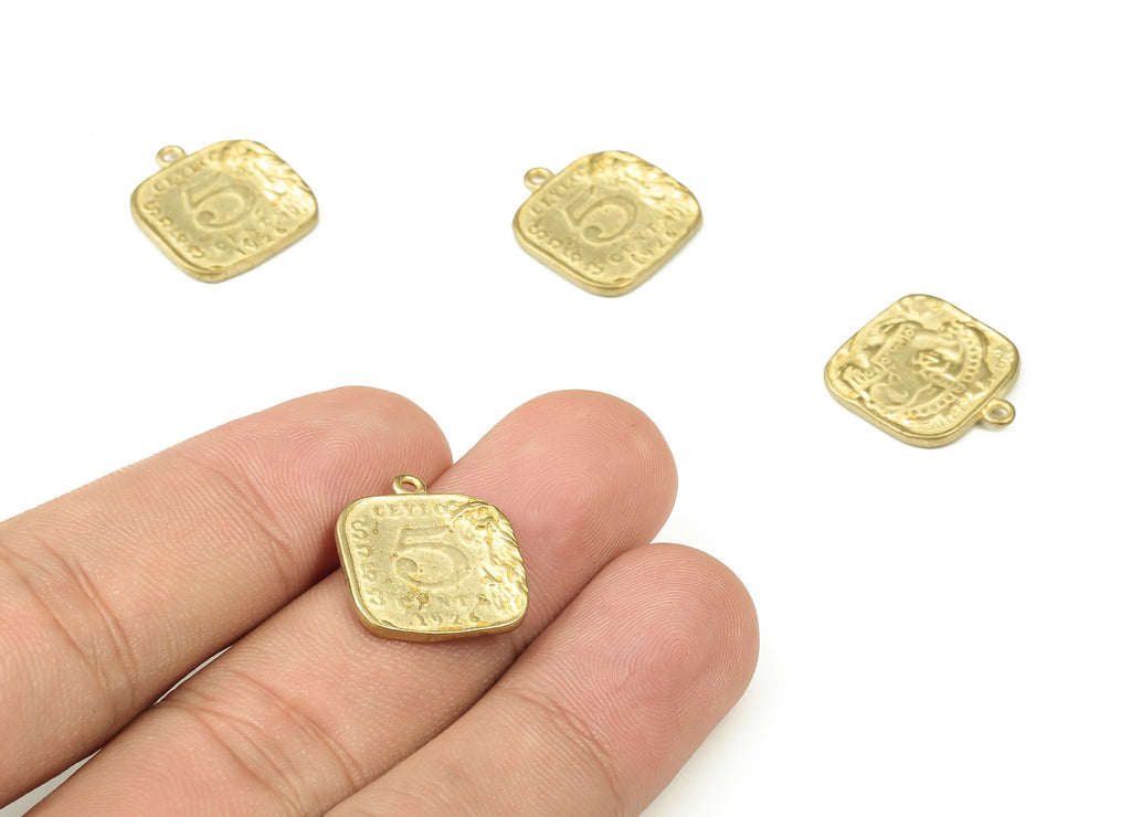 Brass Square Earring Charms - Raw Brass Symbol Pendant - Earrings Finding - Jewelry Making Supplies - 17.58x15.59x1.92mm - PP4545 - DOMEDBAZAAR