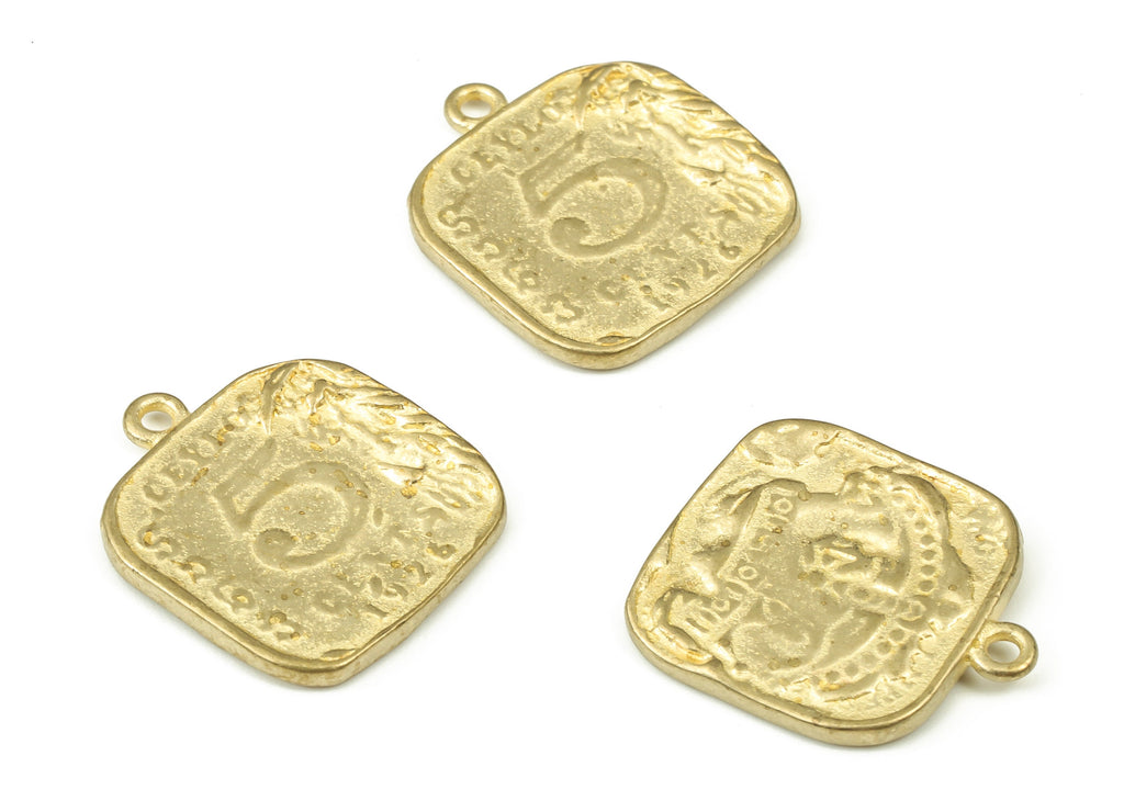 Brass Square Earring Charms - Raw Brass Symbol Pendant - Earrings Finding - Jewelry Making Supplies - 17.58x15.59x1.92mm - PP4545 - DOMEDBAZAAR