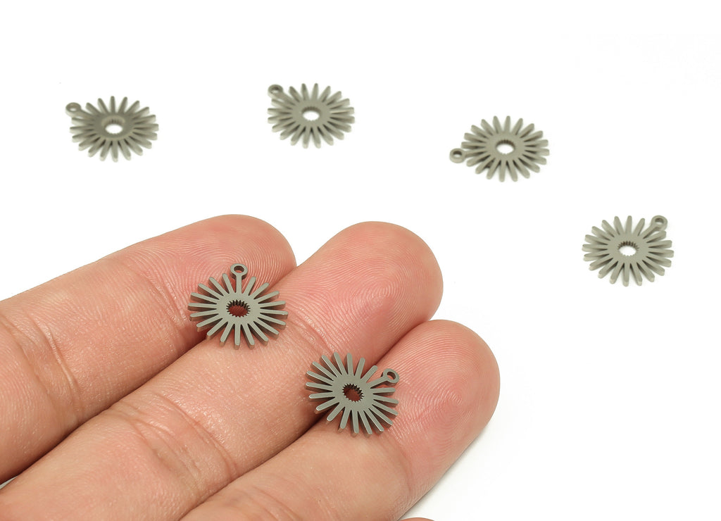 Stainless Steel Sun Earring Charms - Stainless Steel Sun Pendant - Earring Findings - Jewelry Making Supplies - 14.46x12.74x0.94mm - SS1240 - DOMEDBAZAAR