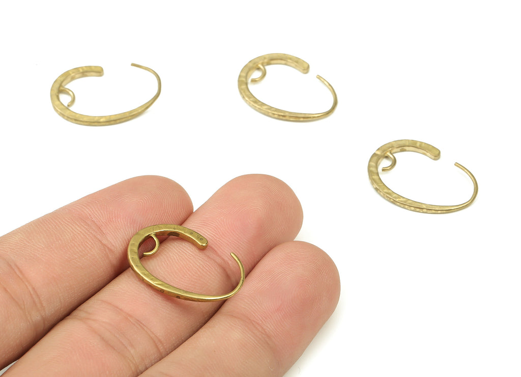 Brass Wire Ear Hook - Raw Brass Oval Earring Wires - Perfect For VINYL Heishi Beads Clay Disc - Jewelry Supplies - 22.7x16x17mm - PP4423 - DOMEDBAZAAR