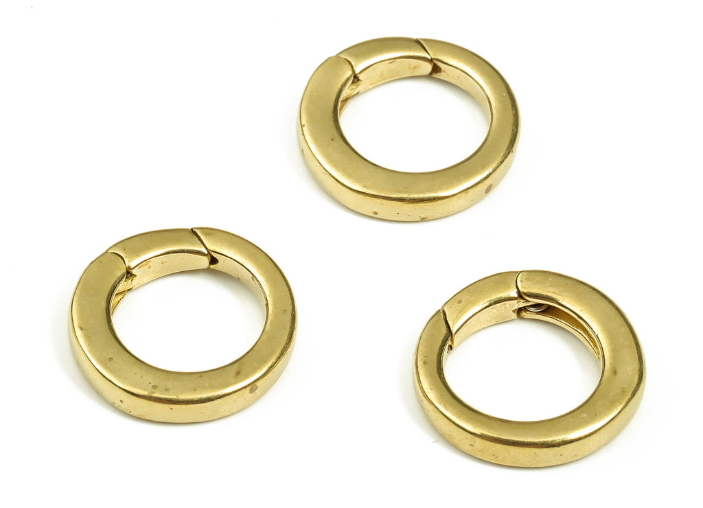 Brass Round Clap Earring Connector - Raw Brass Circle Earring Charms - Brass Clips Parrot - Jewelry Supplies - 15.25x15.25x2.5mm - PP4437 - DOMEDBAZAAR