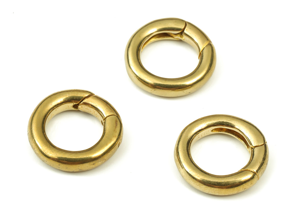 Brass Round Clap Earring Connector - Raw Brass Circle Earring Charms - Brass Clips Parrot - Jewelry Supplies - 13x13x2.45mm - PP4416 - DOMEDBAZAAR