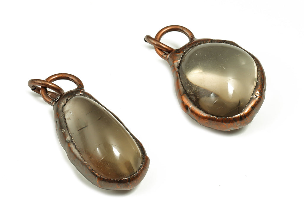 Smoke Crystal Pendant - Oval Teardrop Earring Charm - Jewelry Making - Average Size Pendant - Jewelry Supply - 44.37x19.27x14.77mm - NS1287B - DOMEDBAZAAR