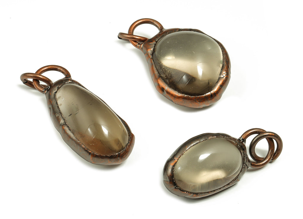 Smoke Crystal Pendant - Oval Teardrop Earring Charm - Jewelry Making - Average Size Pendant - Jewelry Supply - 44.37x19.27x14.77mm - NS1287B - DOMEDBAZAAR