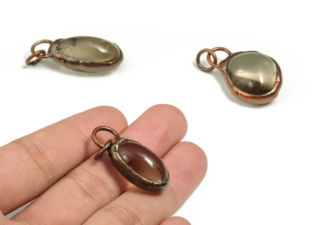 Smoke Crystal Pendant - Oval Teardrop Earring Charm - Jewelry Making - Average Size Pendant - Jewelry Supply - 44.37x19.27x14.77mm - NS1287B - DOMEDBAZAAR