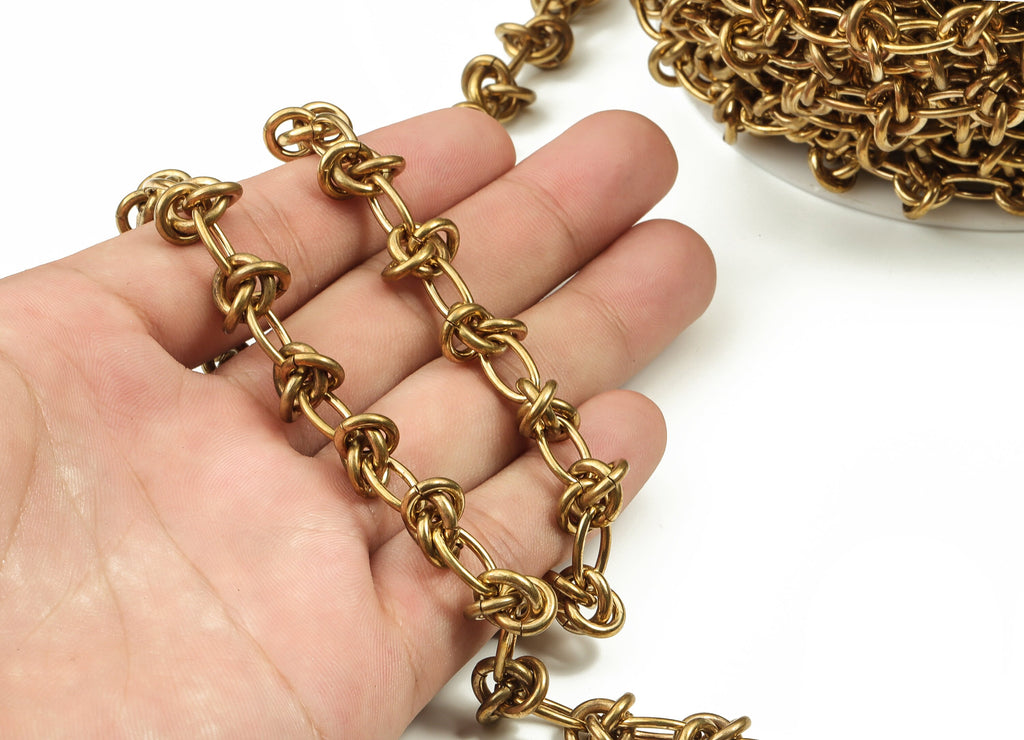 Brass Textured Oval Cable Chain - Round Link Cable Chain - Openlink Cable Chain  - For Necklace Bracelet 0.81&quot; x 0.46&quot; x 0.15&quot; CC1204 - DOMEDBAZAAR