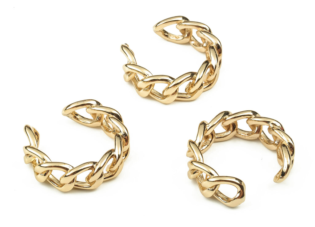 Brass Ear Cuff No Piercing - Earring Cuff - Ear Cuff non pierced - Fake Piercing – 18K Real Gold Plated Brass - 25.59x23.66x7.94mm - RGP3416 - DOMEDBAZAAR