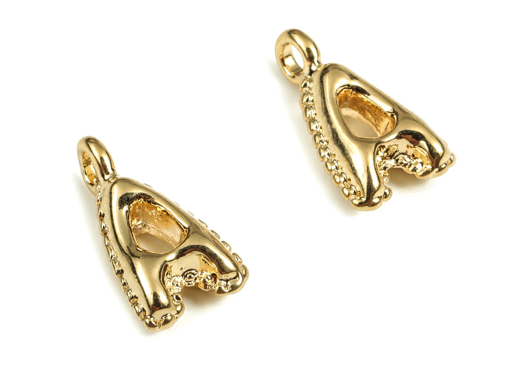 Brass The letter A Earring Charms - Gold The letter A Pendant - 18K Real Gold Plated Brass - Jewelry Supplies - 14.08x7.37x3.79mm - RGP3737A - DOMEDBAZAAR