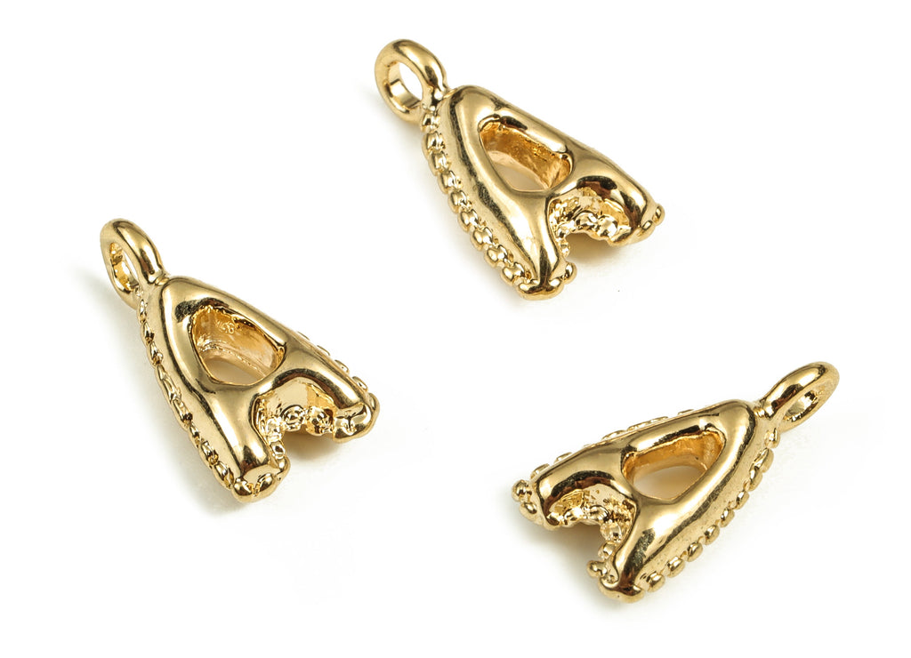 Brass The letter A Earring Charms - Gold The letter A Pendant - 18K Real Gold Plated Brass - Jewelry Supplies - 14.08x7.37x3.79mm - RGP3737A - DOMEDBAZAAR
