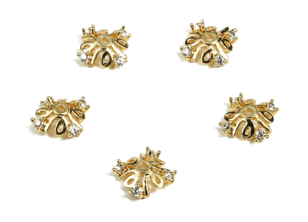 Flower Bead End Caps With Zircons - Spacer Bead Caps - 18K Gold Plated Brass Bracelet Beads Cap – Jewelry Supplies - 8.5x8.5x2.4mm – RGP3880 - DOMEDBAZAAR