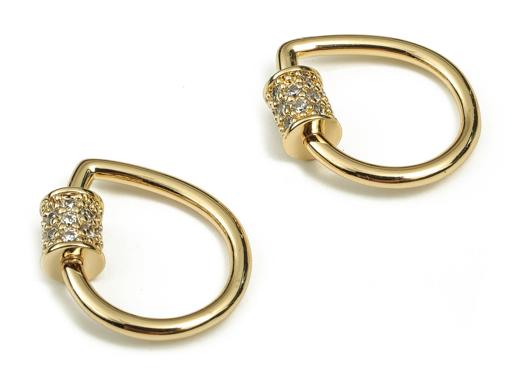 Brass Drop Pendant Charms with Zircons - Earring Charms - 18k Gold Plated Brass Charm - Jewelry Making Supplies -21.08x17.03x5.54mm- RGP3530 - DOMEDBAZAAR