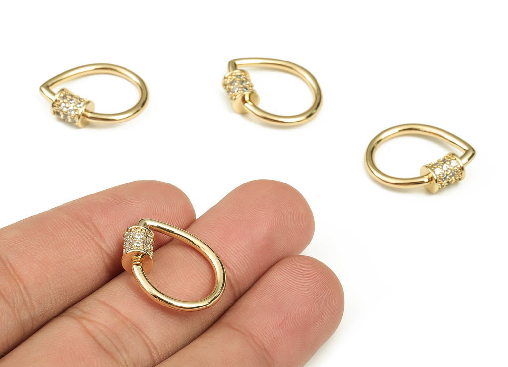Brass Drop Pendant Charms with Zircons - Earring Charms - 18k Gold Plated Brass Charm - Jewelry Making Supplies -21.08x17.03x5.54mm- RGP3530 - DOMEDBAZAAR