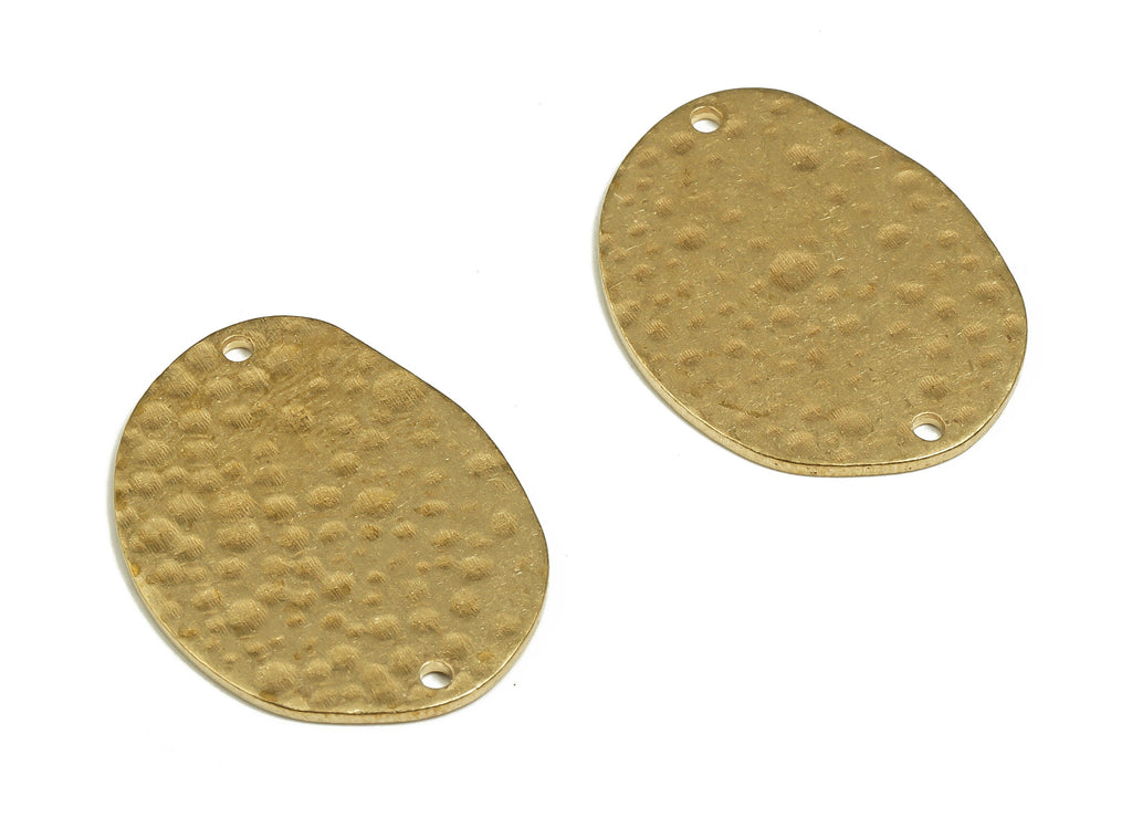 Brass Hammered Oval Connector - Raw Brass Oval Earring Charms - Earring Findings - Jewelry Making Supplies - 24.86x19.42x0.99mm - PP4704 - DOMEDBAZAAR