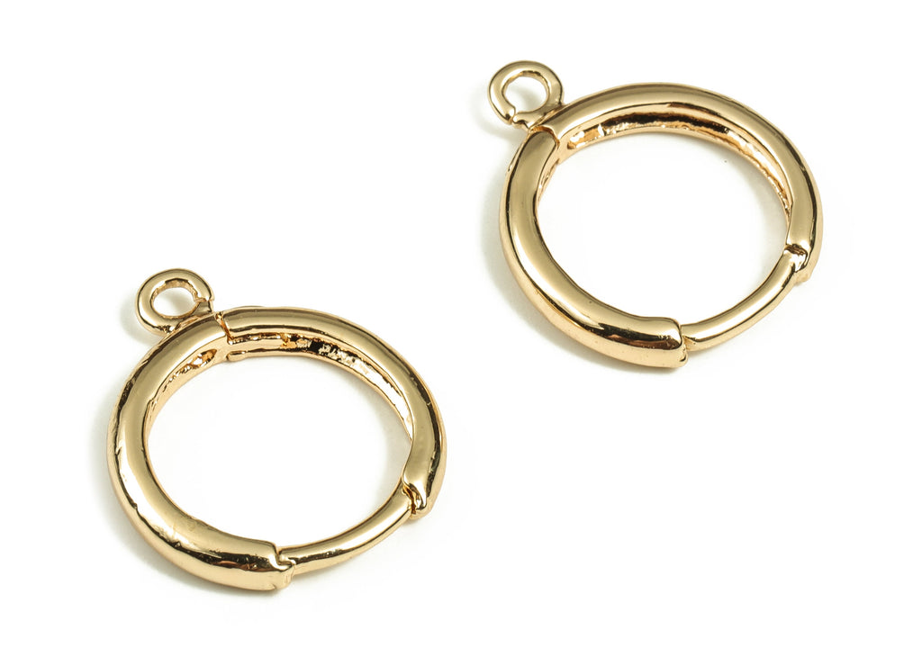 Brass Earring Round Huggie - Gold Earring Hoop Huggie – 18K Real Gold Plated Brass - Jewelry Making Supplies - 16.51x13.78x2.23mm - RGP3532 - DOMEDBAZAAR