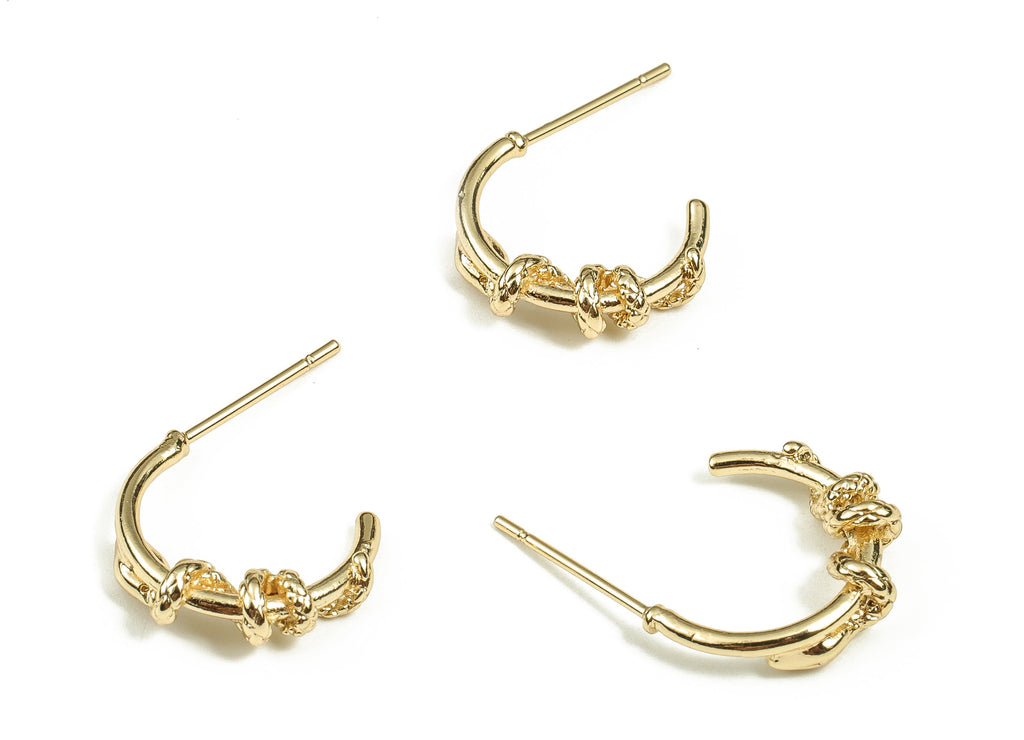 Brass Snake Earring Post - Gold Snake Earring Stud - 18K Real Gold Plated Brass Hoops - Stainless Steel Studs -15.58x12.18x4.41mm- RGP3707 - DOMEDBAZAAR