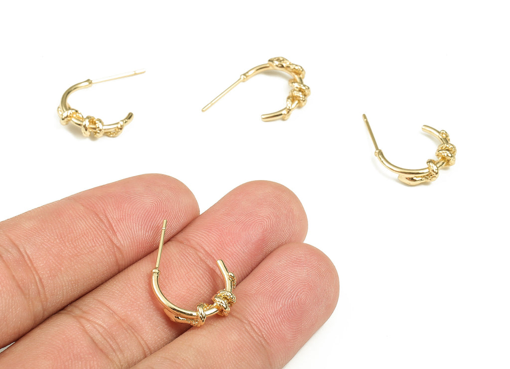 Brass Snake Earring Post - Gold Snake Earring Stud - 18K Real Gold Plated Brass Hoops - Stainless Steel Studs -15.58x12.18x4.41mm- RGP3707 - DOMEDBAZAAR