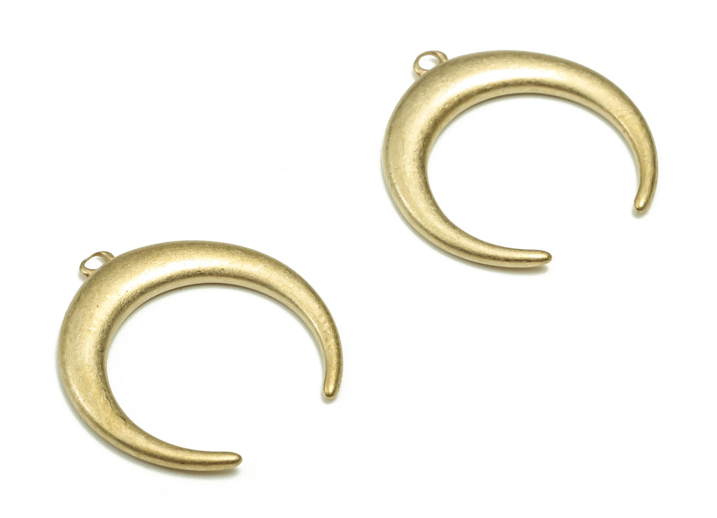 Brass Crescent Earring Charms - Raw Brass Moon Pendant - Earring Finding - Jewelry Making Supplies - 14.71x14.44x1.39mm - PP4450 - DOMEDBAZAAR
