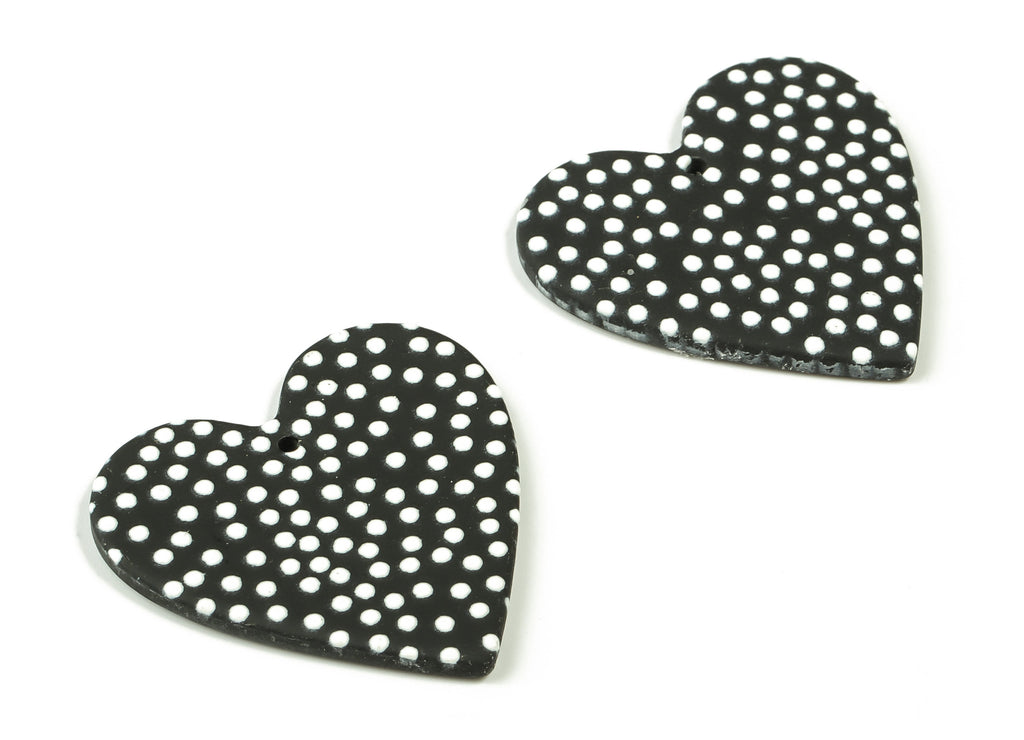 Acrylic Heart Earring Charms - Acrylic Heart black Pendant - Earring Jewelry Findings - Color Code: A662 - 31.17x30.34x2.73mm - AC1431-A662 - DOMEDBAZAAR