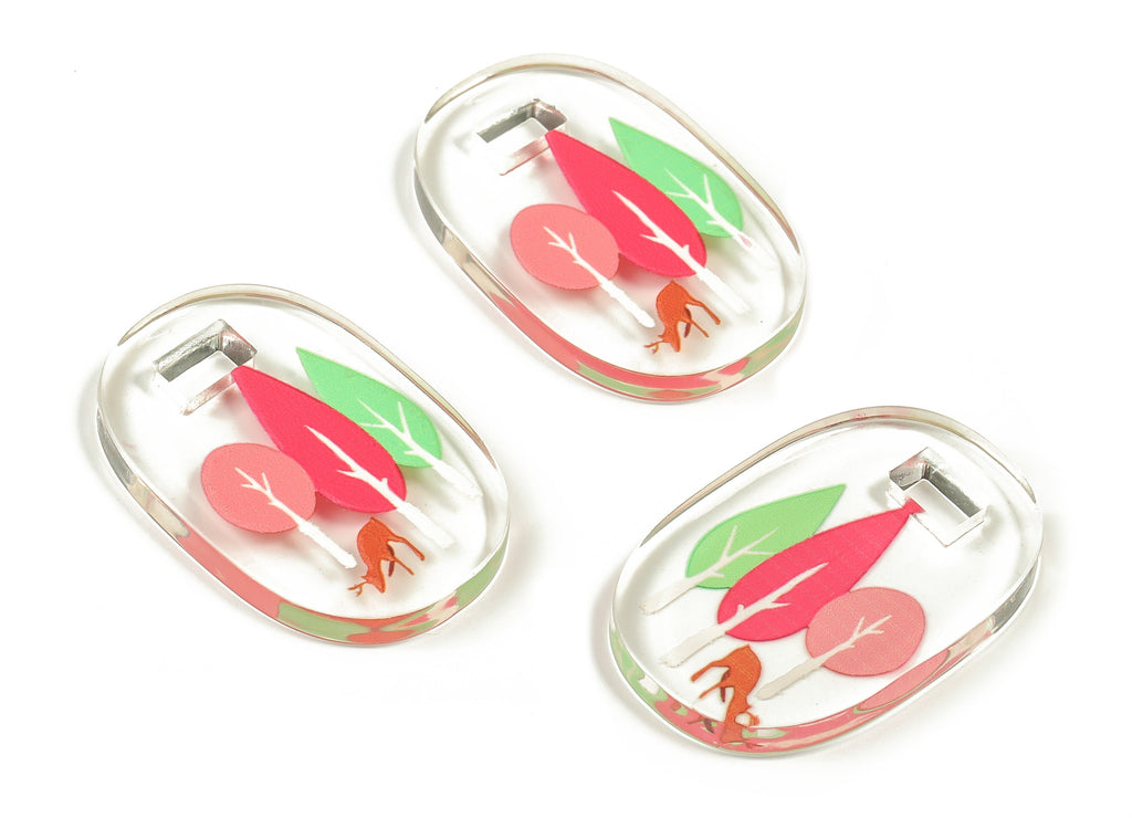 Acrylic Oval Earring Charm - Acrylic Deer Pendant Charm - Acrylic Transparent Tree Pendant - Jewelry Supplies - 33.97x22.3x3.73mm - AC2300 - DOMEDBAZAAR