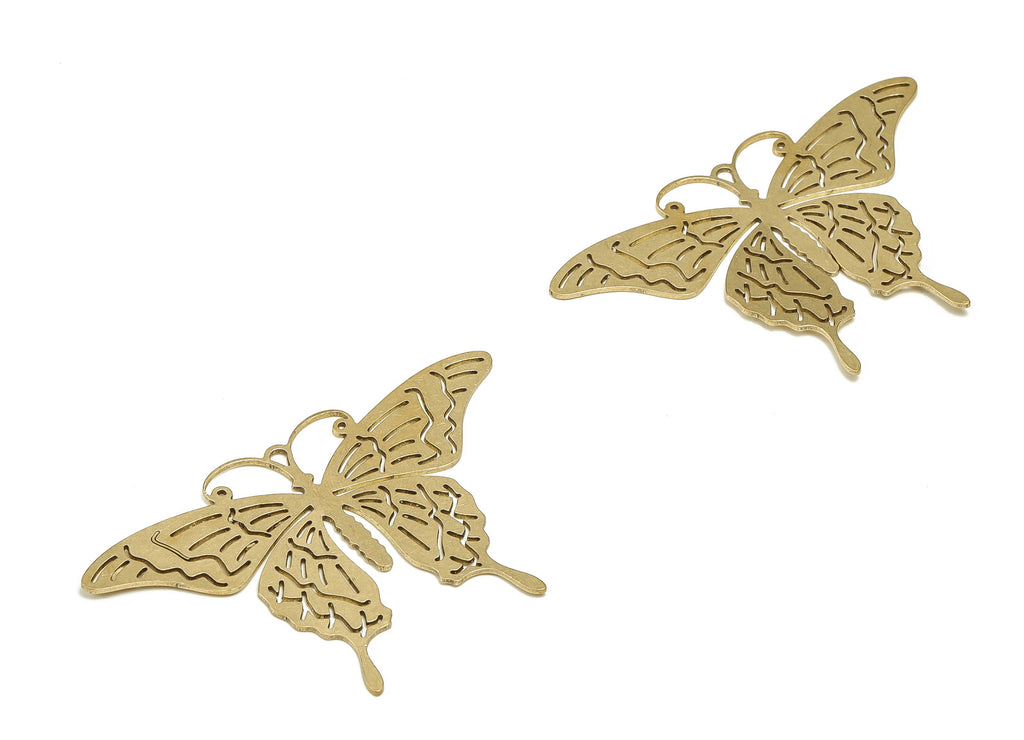 Brass Butterfly Earring Charms - Raw Brass Butterfly Pendant - Earring Findings - Jewelry Making Supplies - 35.27x55.8x0.9mm - PP4581 - DOMEDBAZAAR