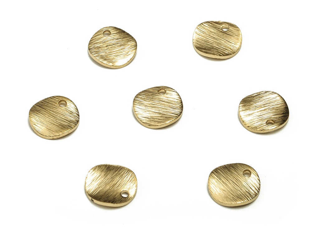 Brass Textured Round Earring Charms - Raw Brass Circle Pendant - Earring Findings - Jewelry Making Supplies - 10.03x10.02x1.43mm - PP4658 - DOMEDBAZAAR