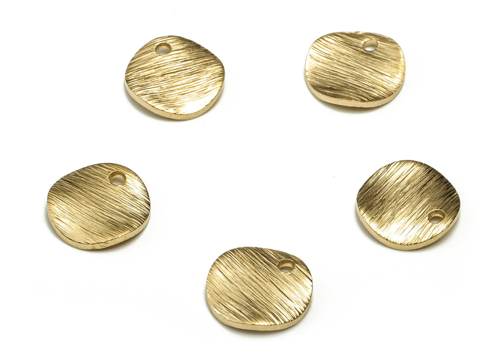Brass Textured Round Earring Charms - Raw Brass Circle Pendant - Earring Findings - Jewelry Making Supplies - 10.03x10.02x1.43mm - PP4658 - DOMEDBAZAAR