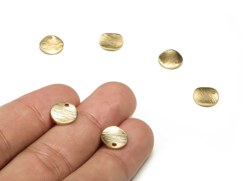Brass Textured Round Earring Charms - Raw Brass Circle Pendant - Earring Findings - Jewelry Making Supplies - 10.03x10.02x1.43mm - PP4658 - DOMEDBAZAAR