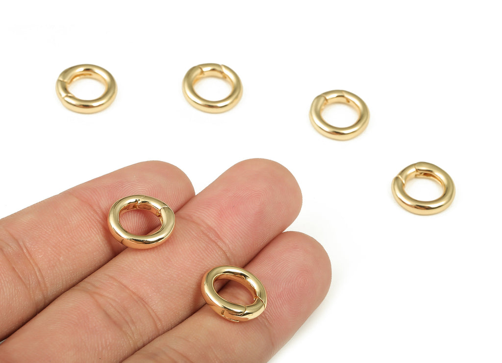 Brass Round Clasp Earring Connector - Gold Circle Parrot Clasp - 18K Real Gold Plated Brass - Jewelry Supplies -13.02x12.95x3.27mm- RGP3635 - DOMEDBAZAAR
