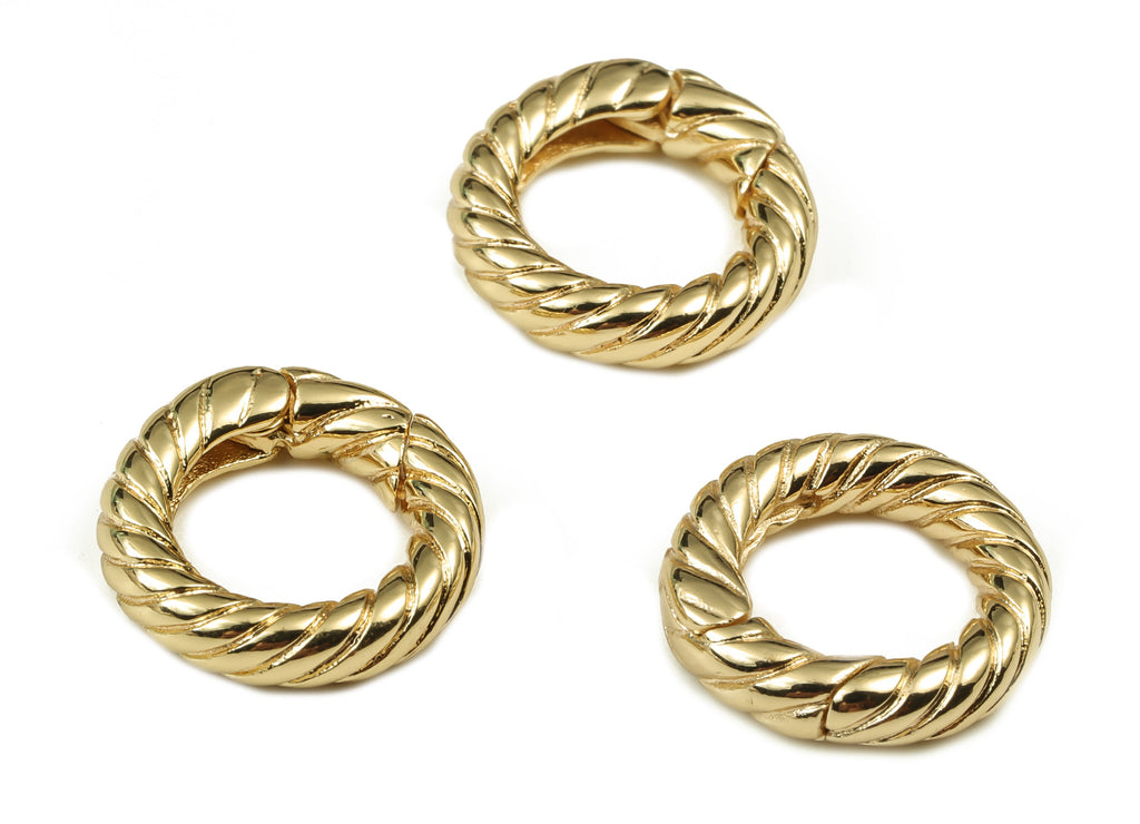 Brass Round Huggie Hoop - Gold Small Hoop Earring – Wave Circle Hoops – 18K Real Gold Plated Brass - 15.43x15.15x3.73mm - RGP3913 - DOMEDBAZAAR
