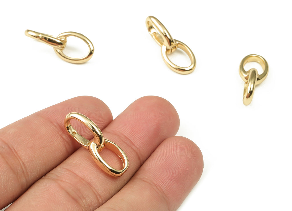 Brass Oval Clap Earring Connector - Gold Oval Clips Parrot - 18K Real Gold Plated Brass - Jewelry Supplies - 24.54x10.21x2.7mm - RGP3926 - DOMEDBAZAAR
